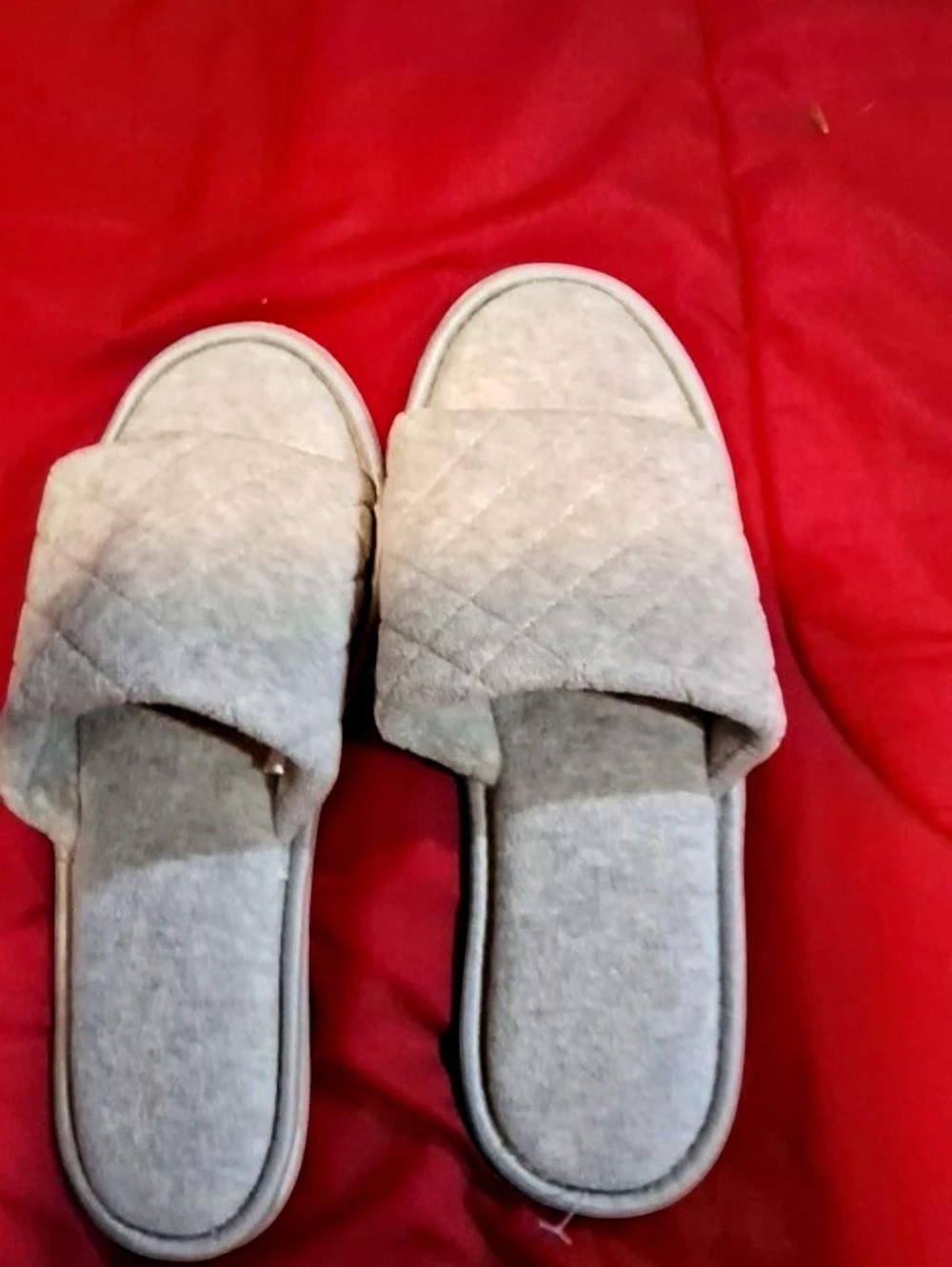 Secret Treasures Quilted Slide Slippers Gray Size 9 Worn Few Times